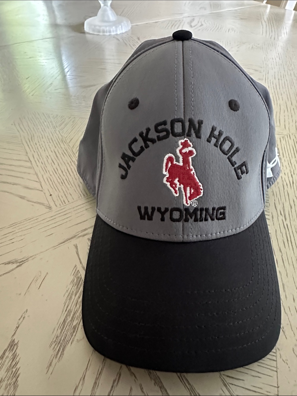 Under Armour Jackson Hole Wyoming Gray and Black Baseball Cap with Red Logo